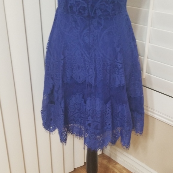 bb dakota blue lace dress FOREVER 21 Navy Blue Lace Party Dress with Tan Lining Large  koalaandkween